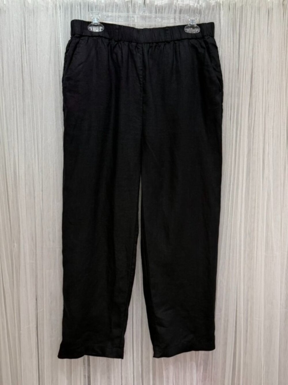 Quince Women's 100% European Linen Pull On Pants Black Size M Beach Minimalist